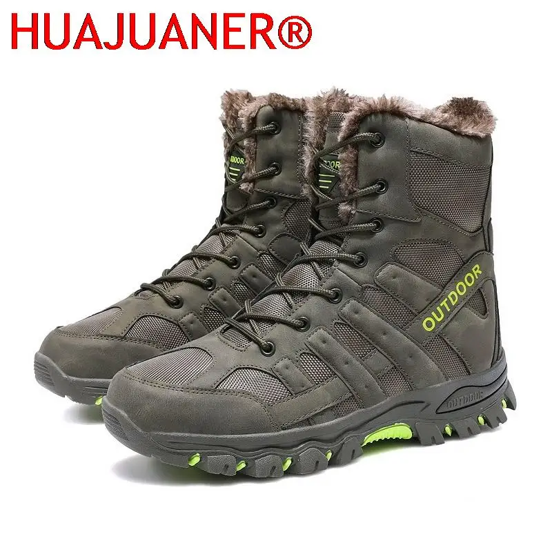 Зимние мужские ботинки толстые плюшевые теплые зимние ботильоны на шнуровке