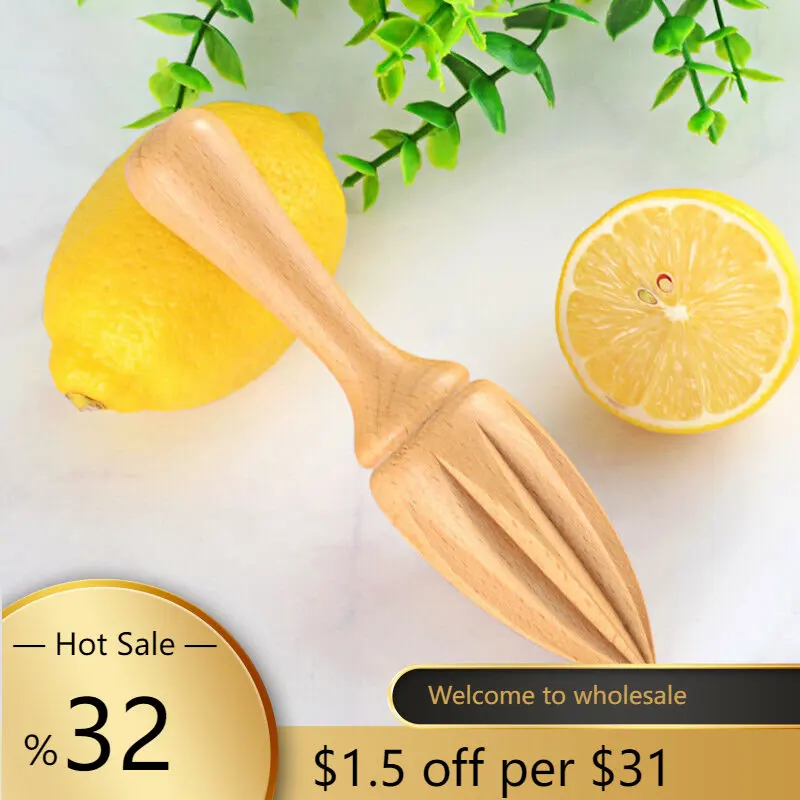 

1pc Ten-corner Shape Wooden Lemon Squeezer Hand Press Manual Juicer Fruit Orange Citrus Juice Extractor Reamers Kitchen Products