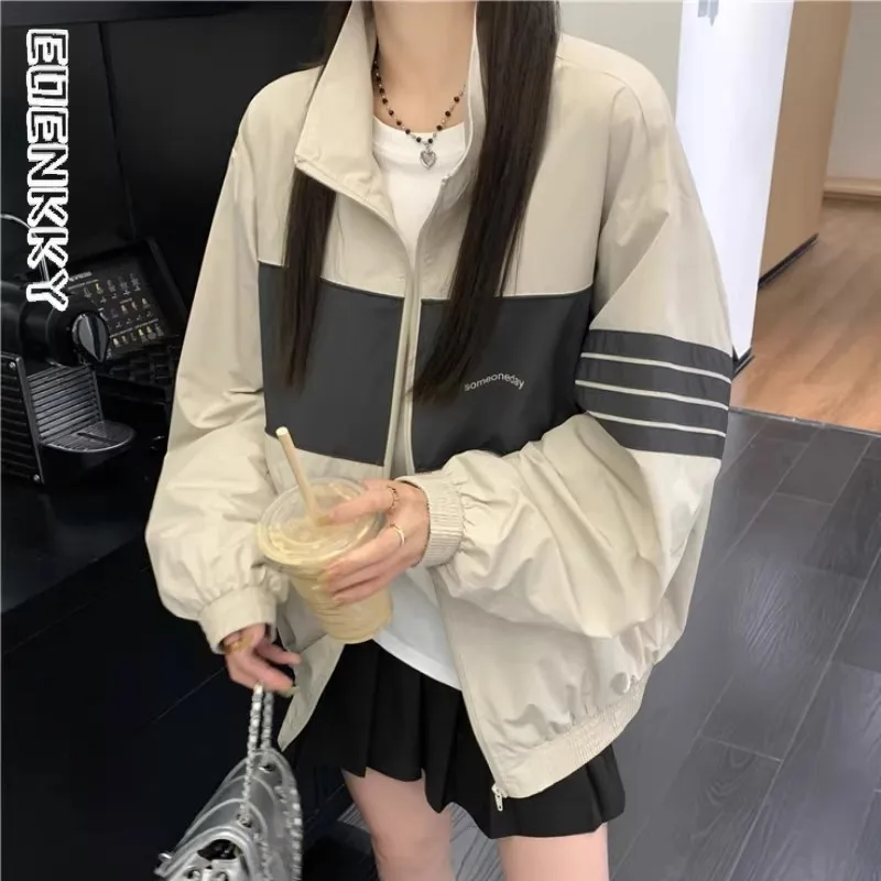 

Harajuku Crop Bomber Jackets Women Hip Hop Korean Streetwear Windbreaker Cargo Jacket Oversize Kpop Thin Coat Patchwork 2023
