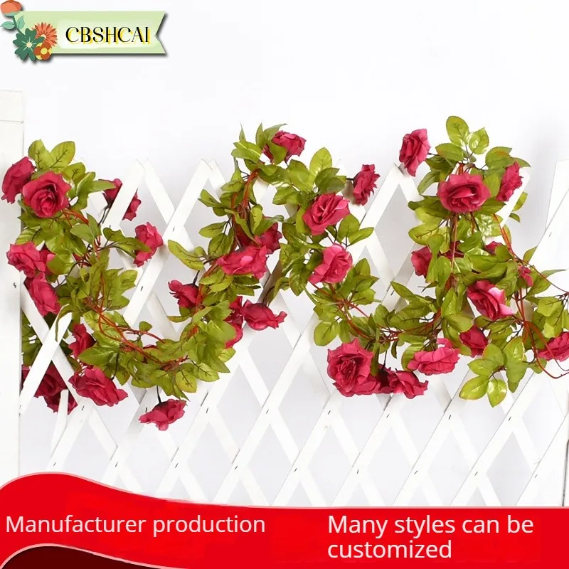 

230cm Silk Artificial Rose Vine Hanging Flowers For Wall Decoration Rattan Fake Plants Leaves Garland Wedding Home Decoration