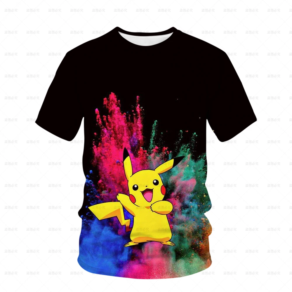 New Boys and Girls T-shirt Short Sleeve Top Merry Christmas Casual Wear 3-14t Kids Pokemon Pikachu Kids T-shirt Boys Tops