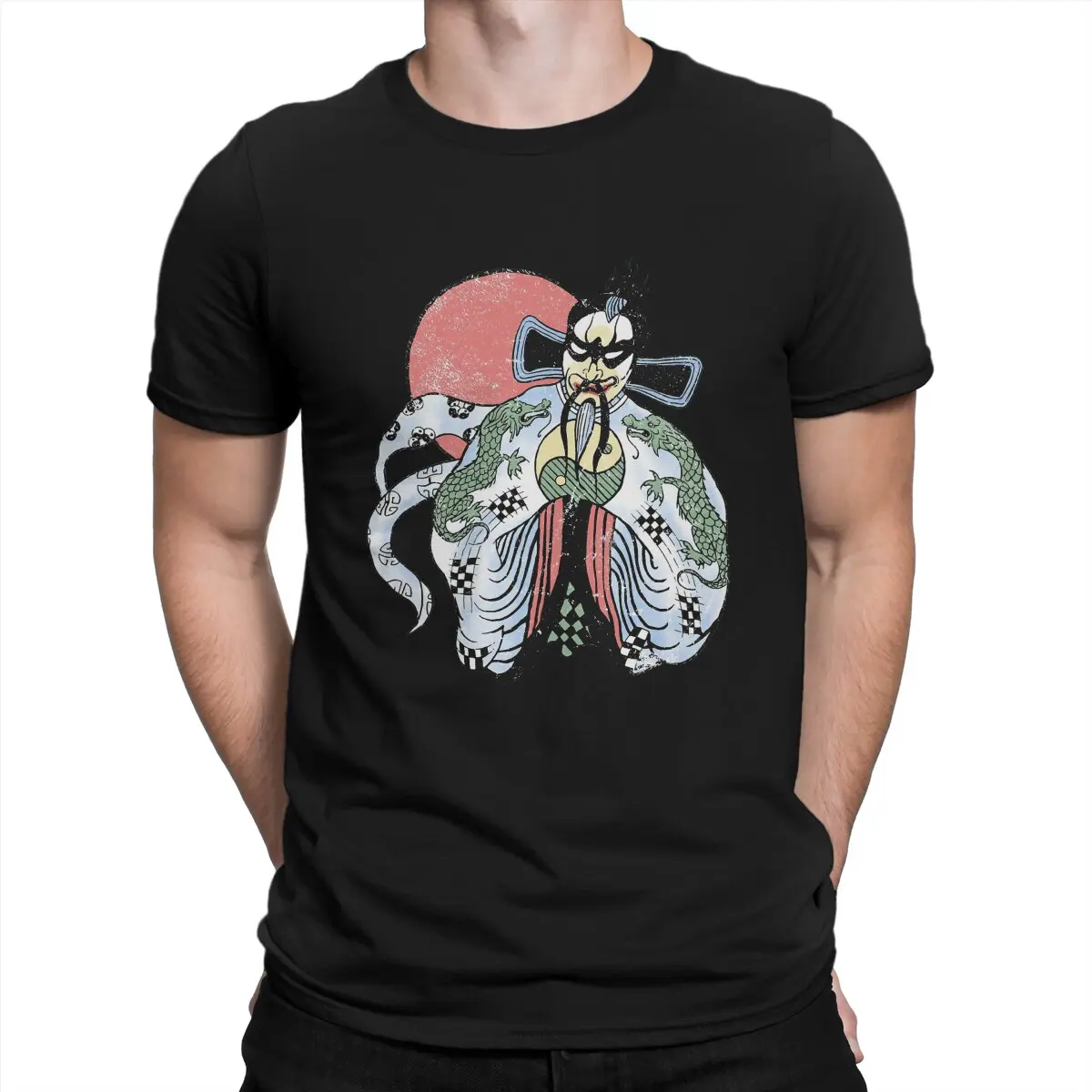 

Мужская винтажная хлопковая футболка с коротким рукавом и круглым вырезом