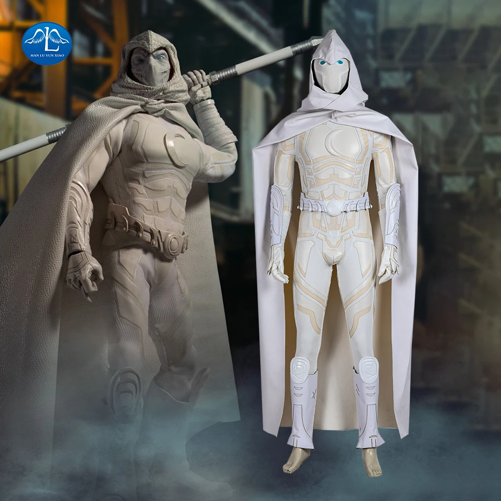 

Superhero Comics Moon Knight Cosplay Costume Adult Men halloween Costumes Jumpsuit with Hood Cape Custom Made
