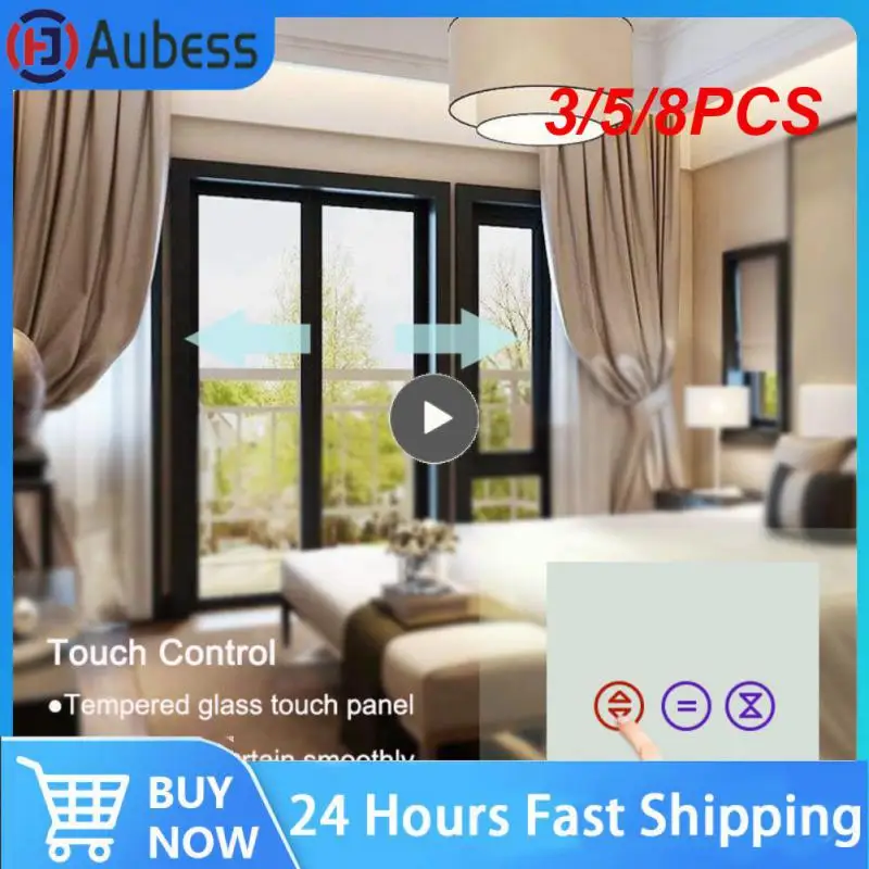 

3/5/8PCS App Control Wifi Smart Switch Tuya Wall Panel Switch Led Backlight Touch Curtain Switch 10a Smart Home Smart Life