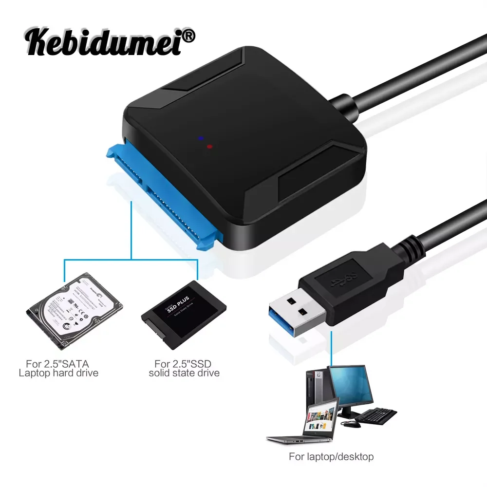

Kebidumei SATA к USB 3,0 адаптер кабель конвертер 22 Pin USB 3,0 к SATA кабель адаптер для 2,5 дюймового 3,5 дюймового HDD SSD жесткого диска