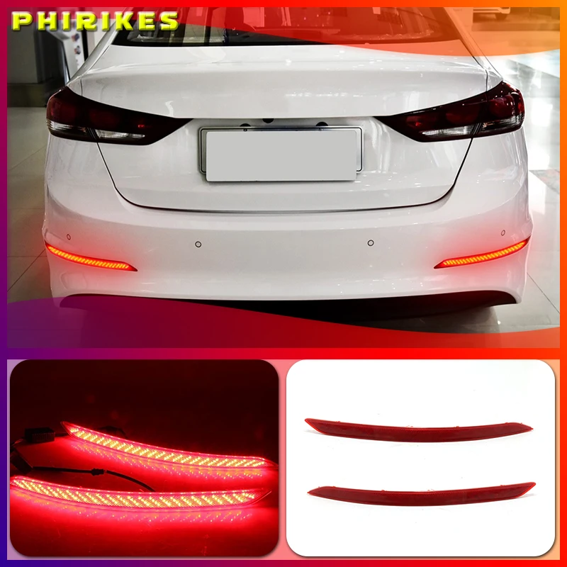 2pcs LED Rear Light Brake Lamp Taillight Back Fog Light Warning Light Reflector For Hyundai Elantra 2016 2017 2018 2019