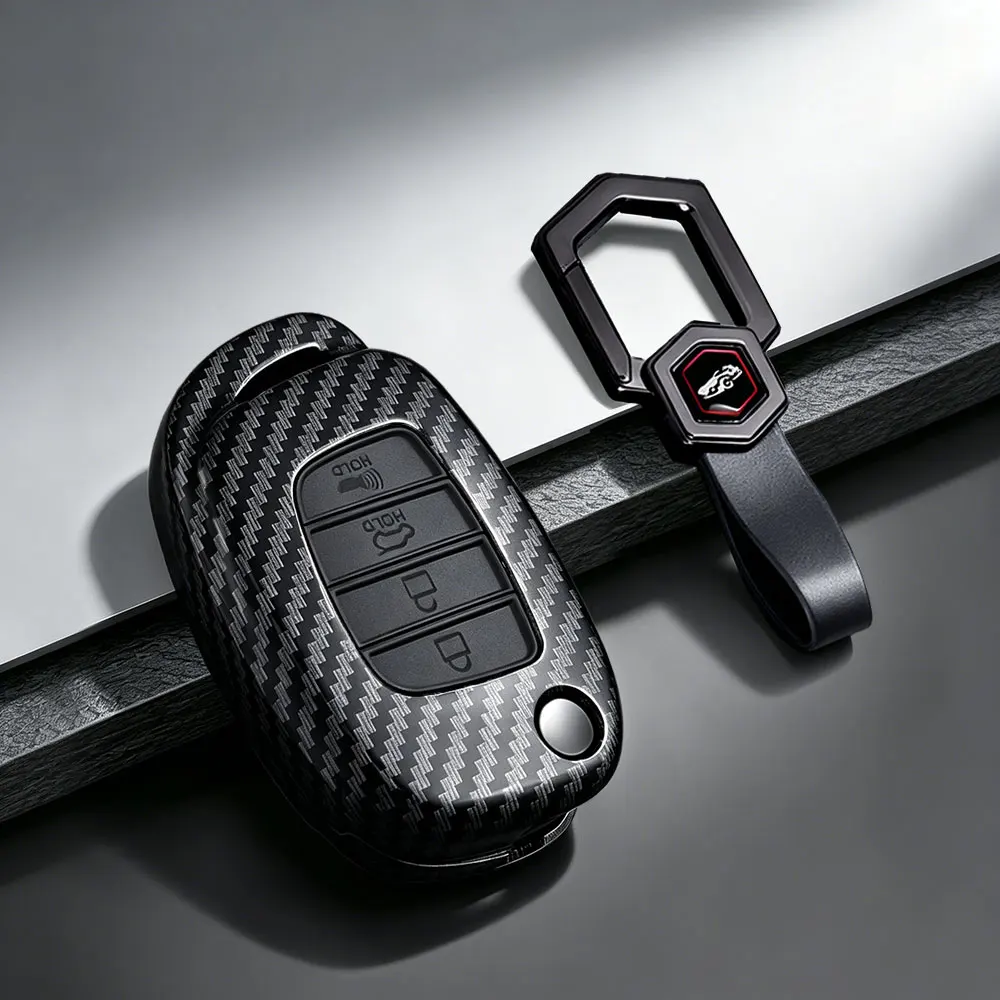 Чехол для автомобильного ключа из ABS-пластика под карбон для Hyundai Ix35, IX45, IX25, I10, I20, I30, HB20, Sonata, Verna, Solaris, Santa, Elantra, Mistra (art.: 3920db74822fe) - 3920db74822fe
