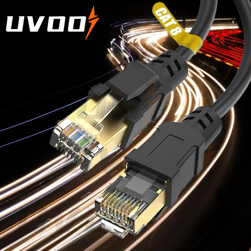 

UVOOI Cat8 Ethernet Cable 40Gbps 2000Mhz High Speed RJ45 Ethernet Cable SFTP for Patch Panel Home Network Cable Router Modem
