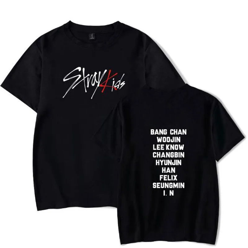 

KPOP Stray Kids T Shirt StrayKids MINHO JISUNG WOOJIN CHANGBIN FELIX Korean Streetwear Hip Hop Short Sleeve Cotton T-Shirt Women
