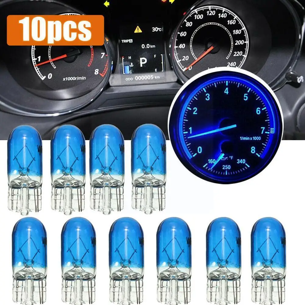 

10pcs T10 Halogen Bulb W5w Wedges Dashboard Gauge Light Decor Blue Lamp Car Instrument Accessories Signal Car P4u8