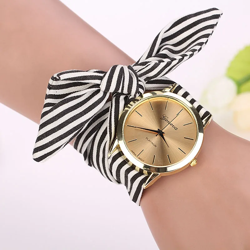 

T2h311 Stretch Watches for Women Floral Cloth Women Bracelet Stripe Quartz Watch Dial T2h311 Stretch Watches for Women