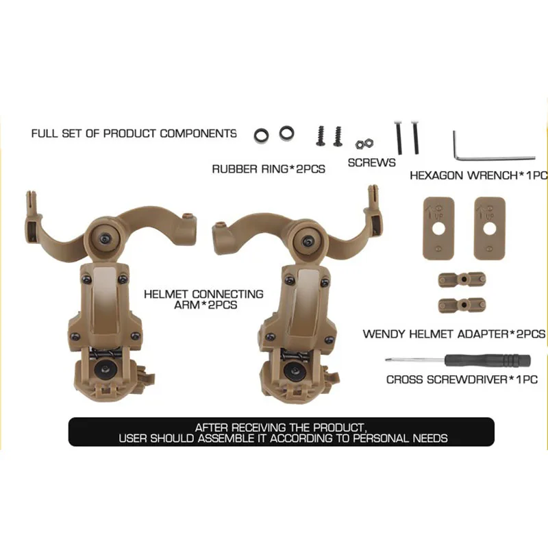 

Регулируемая тактическая гарнитура с шумоподавлением аксессуары для крепления на шлем комплект рельсовых адаптеров