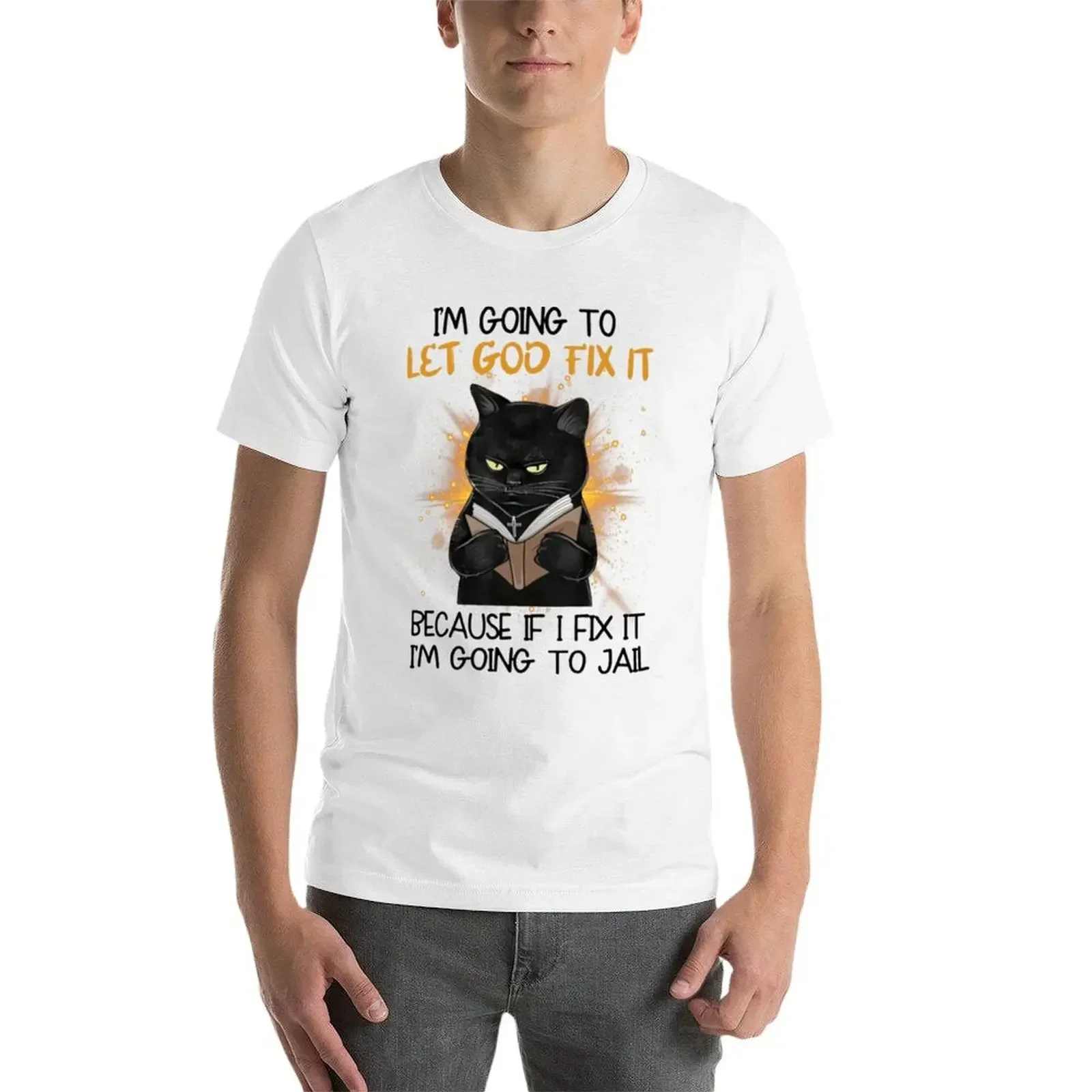 Футболка Let God Fix It Black Cat I'm Going To черные мужские футболки с поднесением фруктов