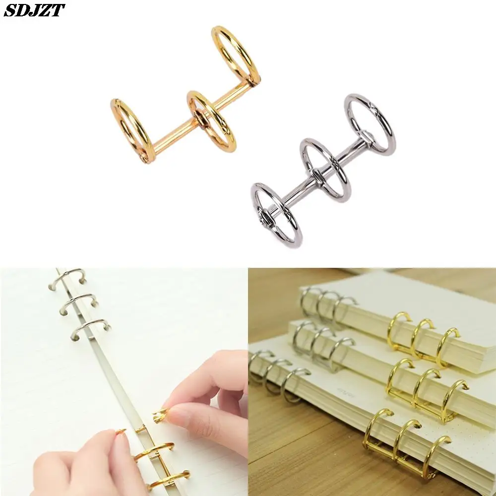 

Notebook Loose Practical Leaf Binder 3-Ring gold silver loose-leaf Metal Split Hinged Rings Scrapbooking Binder Album Calendar