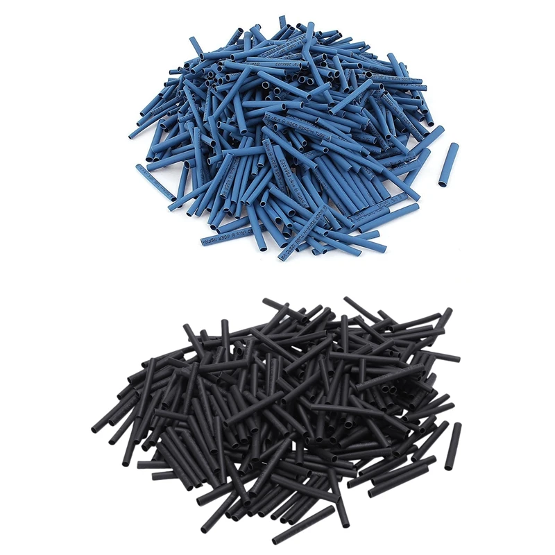 

600Pcs 2mm/2.5mm/3mm Heat Shrink Tube Sleeving Wrap Wire Kit Blue & 280Pcs 2mm Dia 30mm Long Heat Shrink Tubing Black