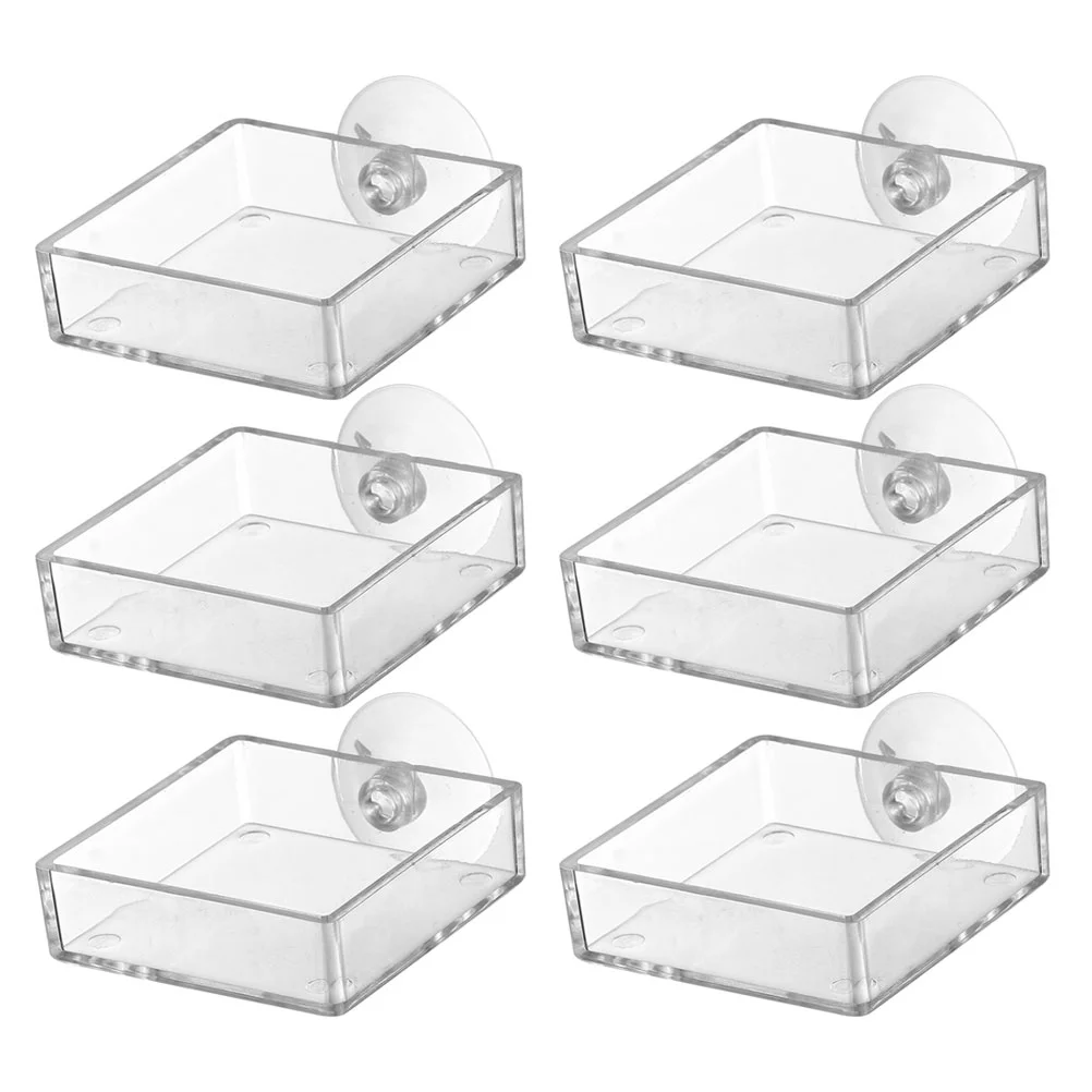 

6Pcs Reptiles Food Dish Clear Aquarium Equipment Clear Dishes Tray Fish Food Holder Aquatic Supplies