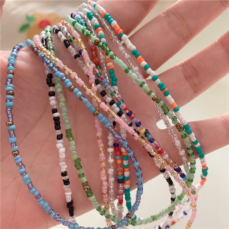 

Vintage Color Beaded Necklace for Women Cute Rainbow Beads Anti-lost Chain Bohemia Necklace Jewelry Sweet Accessories Gift