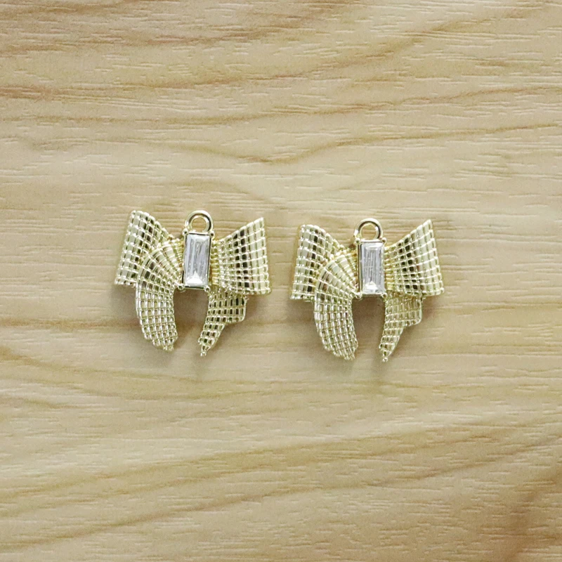 Галстуки-бабочки и подвески из матового золота, 10 шт., Ювелирная фурнитура «сделай сам» для изготовления сережек, ожерелий, 21 х22 мм