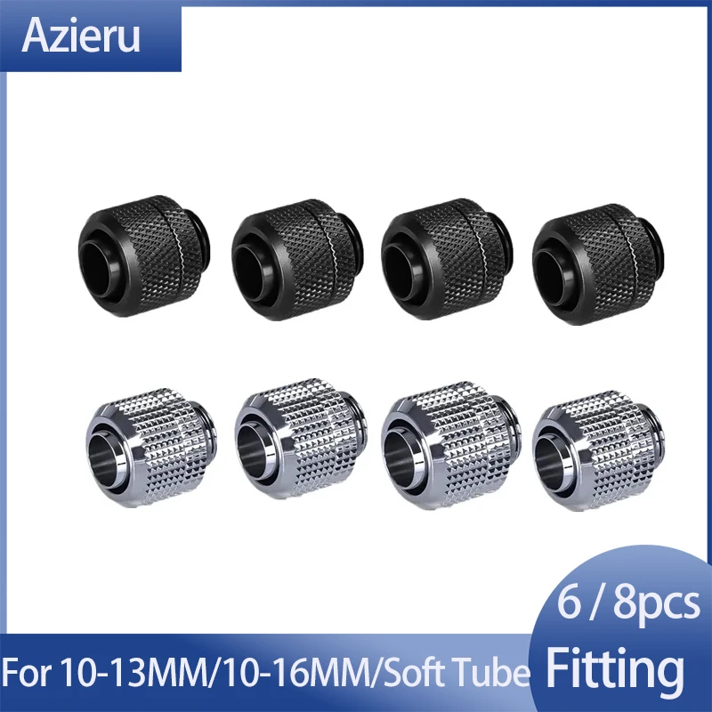 Azieru 6 / 8pcs/Lot Soft Fitting for 10/13mm (3/8'' - 1/2'') 10/16mm (3/8'' - 5/8'') Tubing Hand Compression Connector AU-FT3-Tn