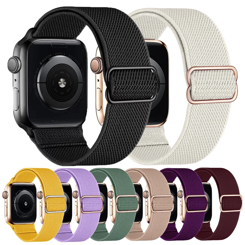 Solo Loop Nylon Strap for Apple Watch Band 49mm 45mm 41mm 44mm 40mm 42mm 38mm Elastic Bracelet for iWatch 8 7 6 SE 5 4 Correa