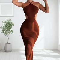2022 women maxi dress women sexy open back solid sleeveless backless body shaping cut out skirt party clubwear female vestidos