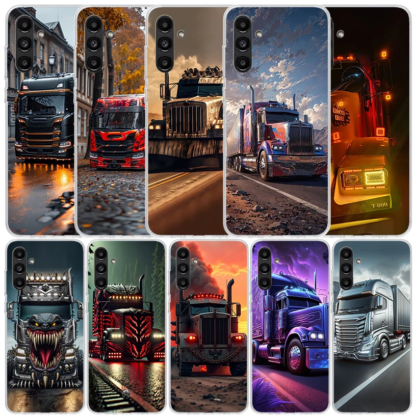 Фото Чехол для телефона Samsung Galaxy A17 A37 A57 A16 A26 A36 A56 A15 A14 A55 A13 A53 A25 A35 A24 A34 A23 A33 Galaxy с дизайном «Грузовики SA-AB» №1