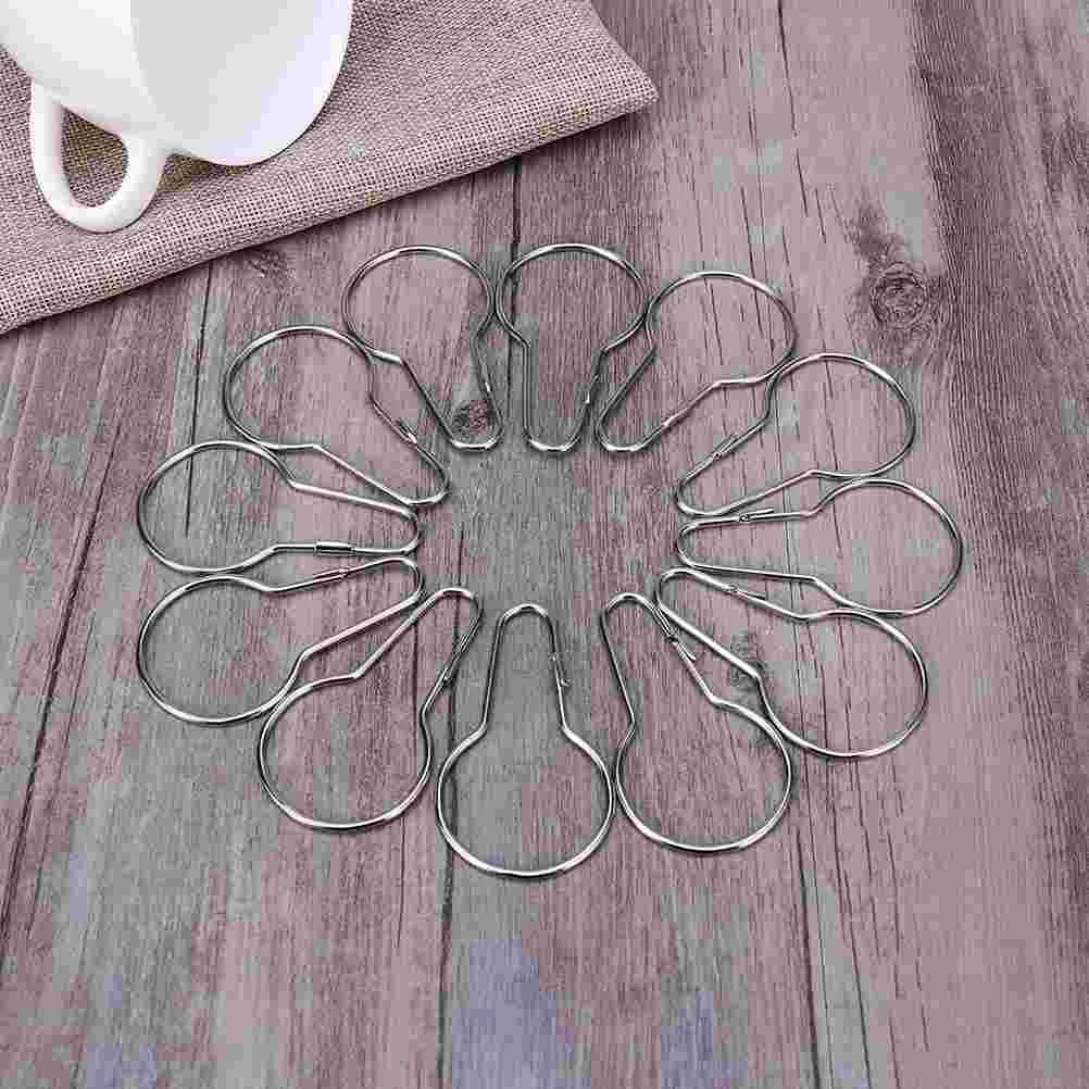 

Curtain Hook Shower Hooks Buckle Gourd Ring Stainless Steel Shapedsafety Pin Buckles Window Display Hoist The