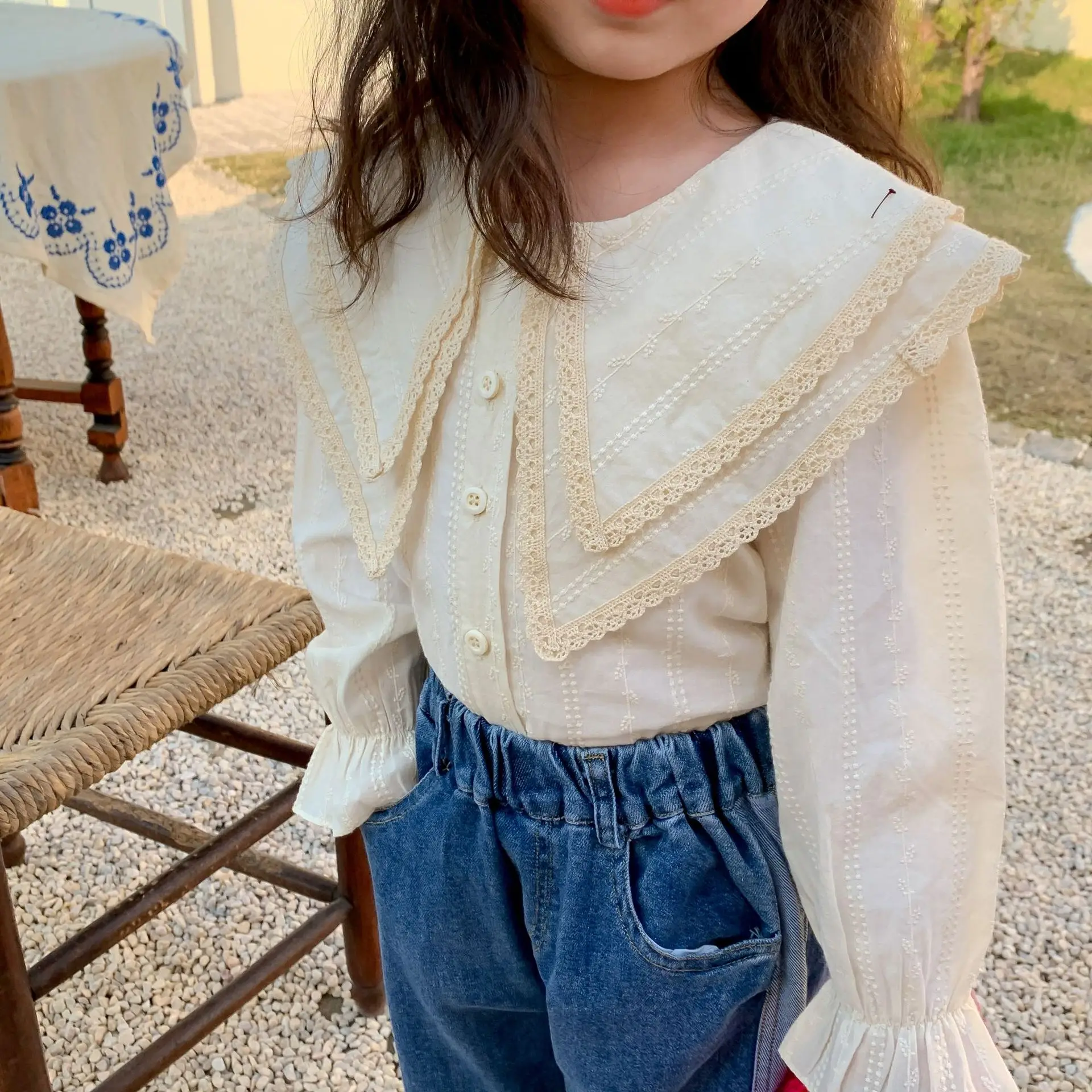 Олень jonmi 2022 Весенняя детская одежда для девочек в Корейском стиле с кружевным