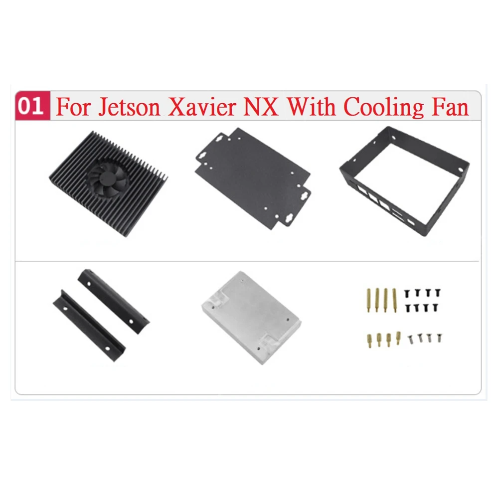 

For Jetson Xavier NX Metal Case with Cooling Fan Protective Case Box for Jetson Xavier Aluminum Case