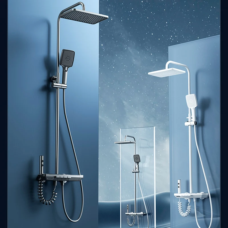 Набор для душа Junyue с постоянной температурой медный серый усилитель ванной