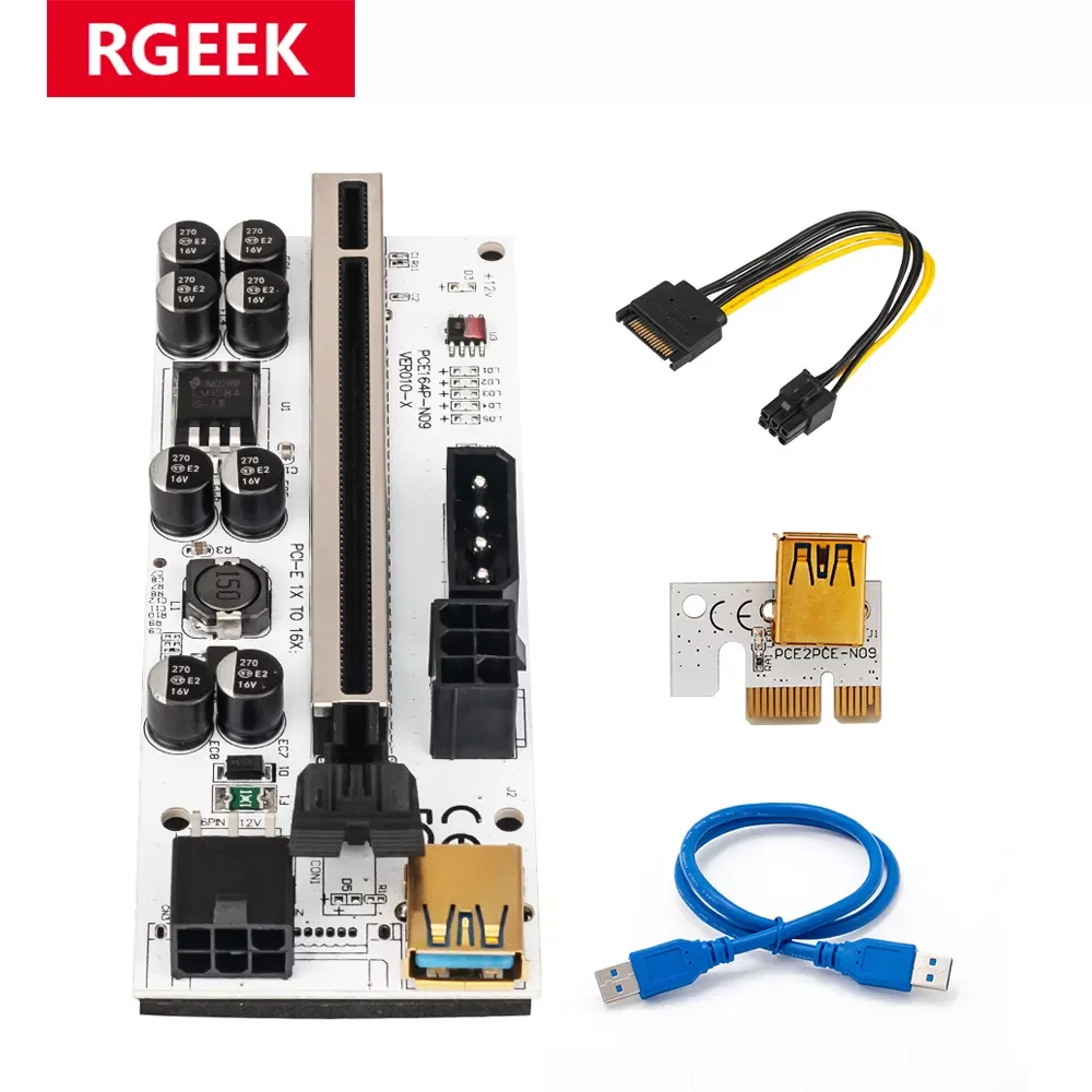 

RGEEK 010S PCI-E Райзер-карта 010 010X 009S 60 см USB 3,0 кабель PCI Express 1X до 16X удлинитель PCIe адаптер для графической карты графического процессора