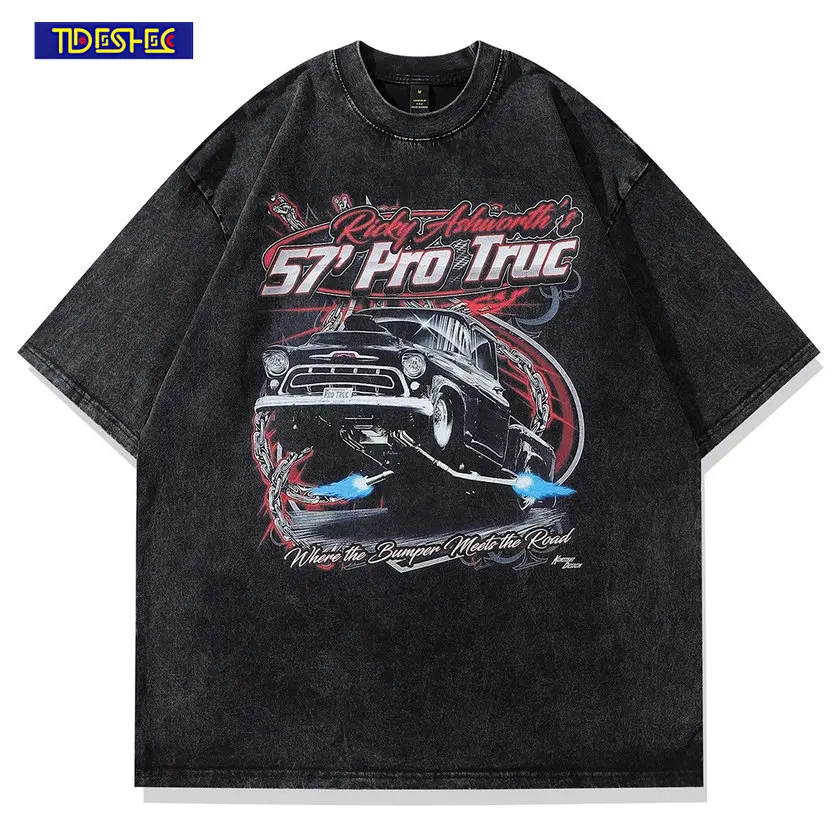 

Футболка мужская оверсайз с графическим принтом, уличная одежда в стиле хип-хоп, хлопковая Свободная рубашка в стиле Харадзюку с короткими ...