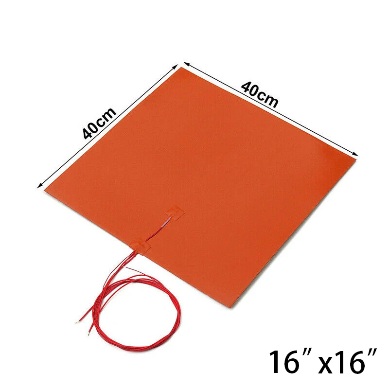

400 * 400 * 1.5mm Silicone Heater Mat 110V / 220V 1400W High Insulation Performance Heating Pad For Printer Hot Bed Power Tools