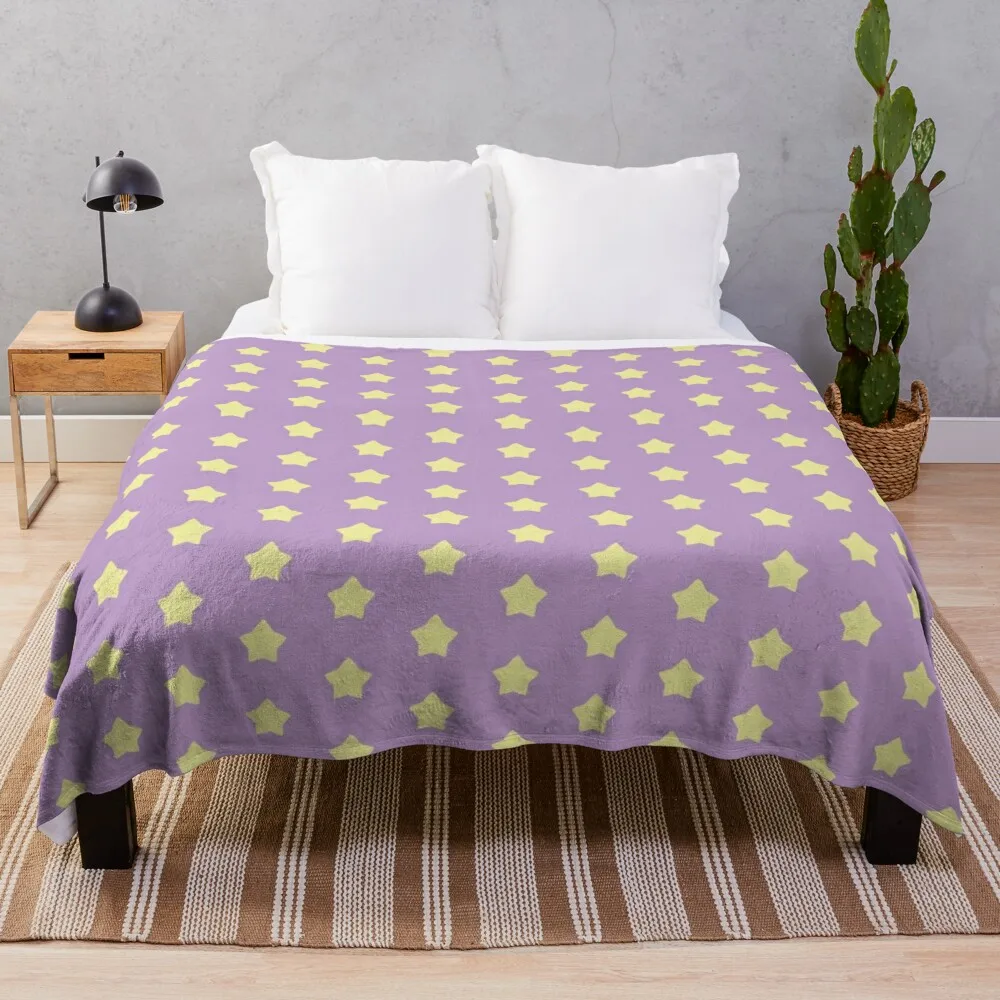 

Estrelas amarelas no roxo pop lance cobertor macio cobertores de cama tecido de lã cobertores retro