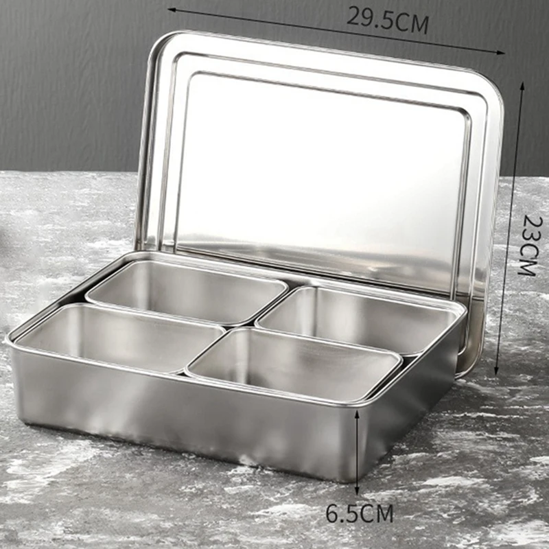 1 шт. 4 сетки коробка для приправ с крышкой прямоугольный органайзер домашних