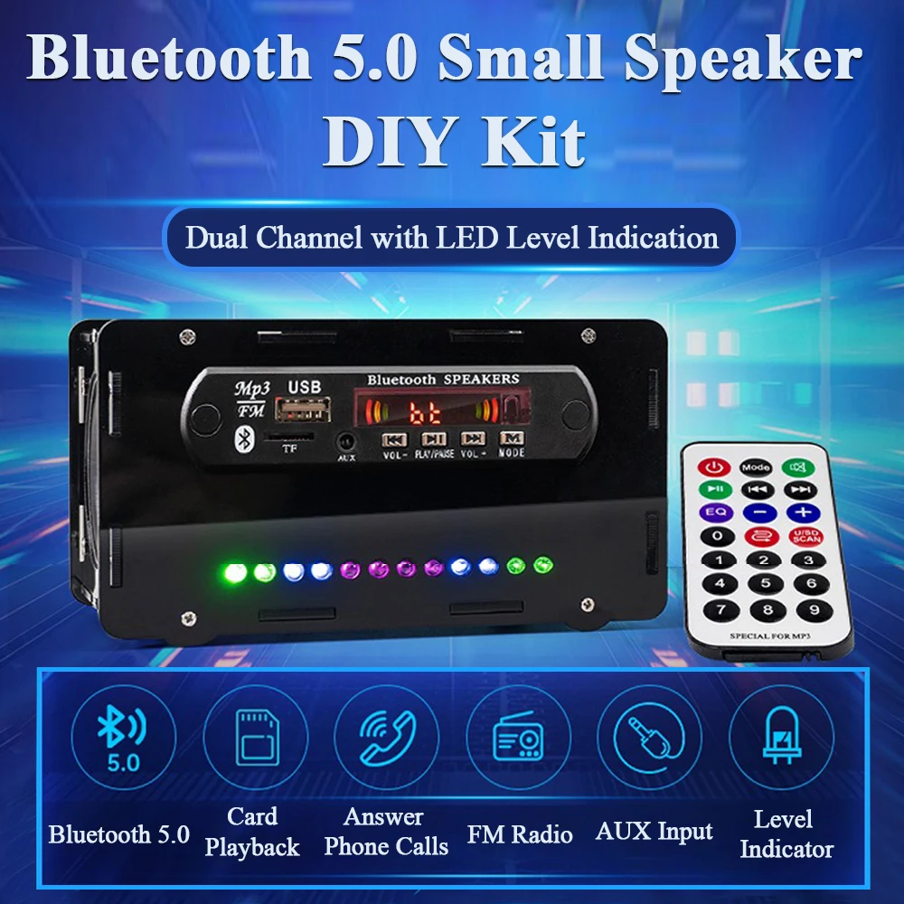 DIY Bluetooth-динамик с FM-радио проект пайки практика сборка электронный комплект