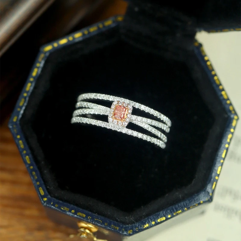 Aazuo Find Jewelry розовый и белый бриллиант 18-каратное твердое золотое классическое