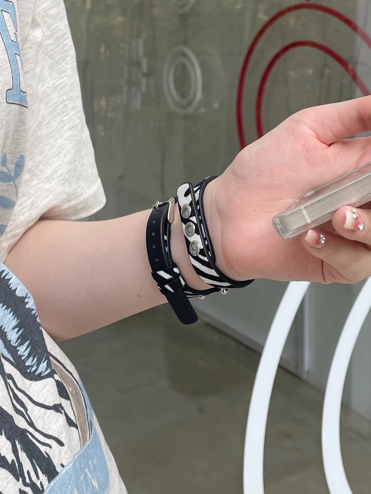 Leather Strap Set Loop For Apple Watch Band 7 SE 6 5 4 3 2 Retro Animal Texture Strap For iWatch 41mm 45mm 40 38 mm Belt Correa