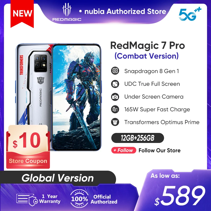 Nubia RedMagic 7 Pro 5G Smartphone,12GB+256GB 6.8'' Snapdragon 8 Gen 1 Phone Supports Multi Language,165W Fast Charge Cellphone