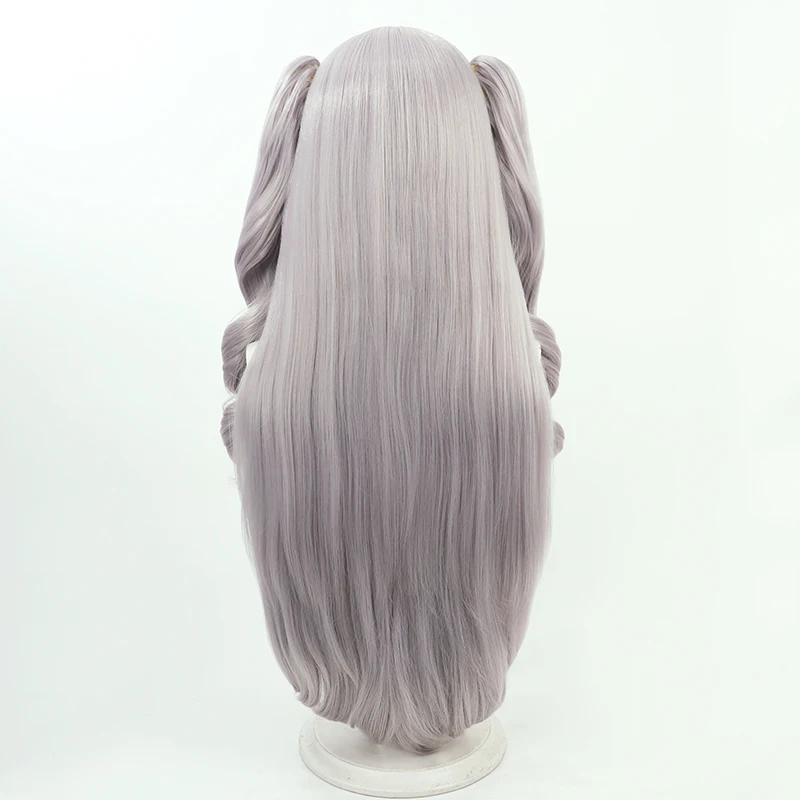 KMS Elbe Косплей Парик Azur Lane Game Черный Серый Длинный 90 см Термостойкие Синтетические