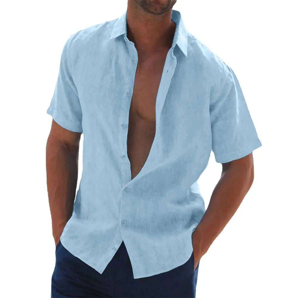 

Men's Summer Lapel Casual Knitted Slim Fitting Short Sleeved Shirt