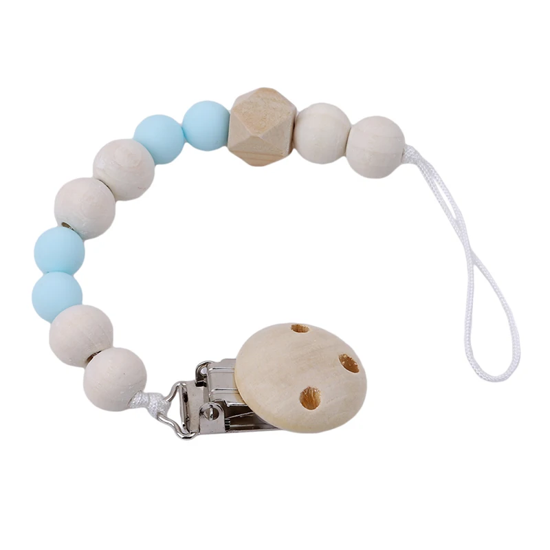 

Baby Pacifier Clip Chain Wooden Holder Soother Pacifier Clips Leash Strap Nipple Holder For Infant Nipple Bottle Clip Chain