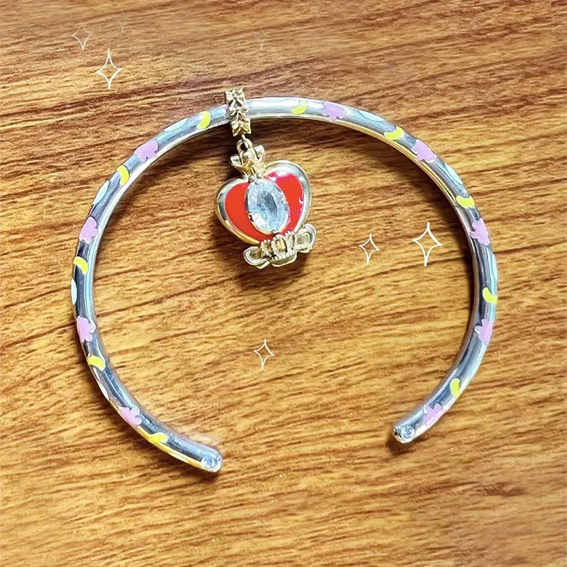 

PRESAL 925 Sterling Silver Anime Sailor Moon Spiral Heart Moon Rod Polly Pocket Charm Bead Fit Pandora Bracelet European Jewelry