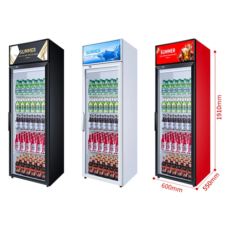 

Supermarket Upright Single Glass Door Beverage Refrigerator Display Cabinet
