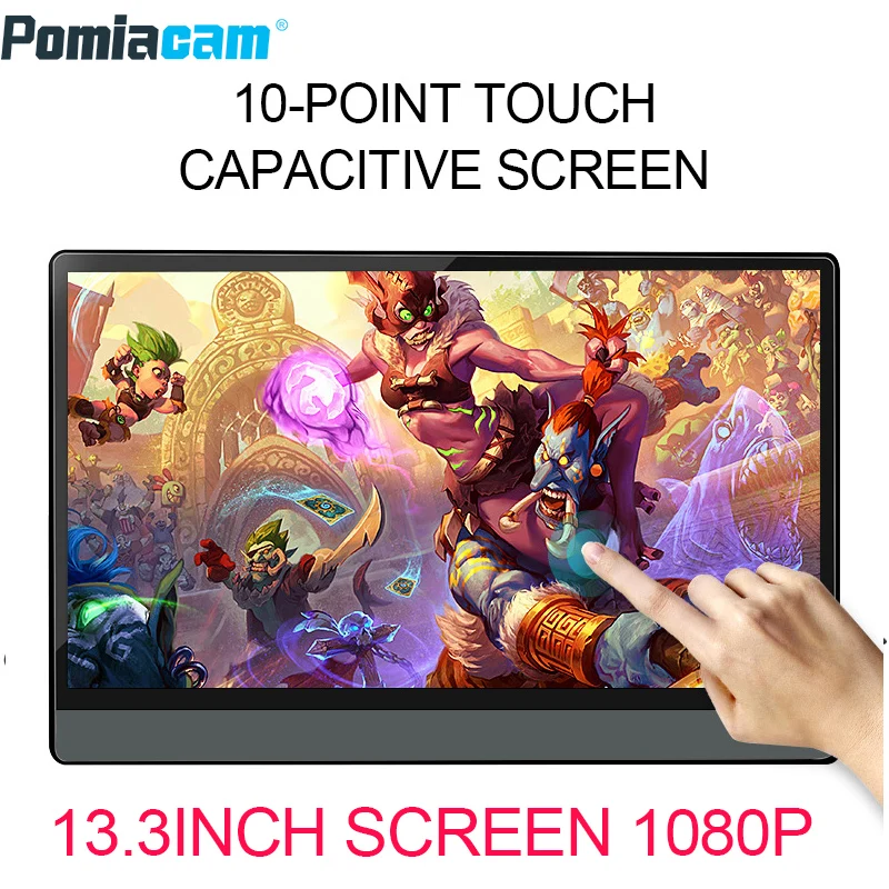 

13,3 дюймовый портативный экран монитора 1080P HDR IPS игровой монитор с Type-C Mini HDMI для телефона ноутбука ПК MAC Xbox PS4