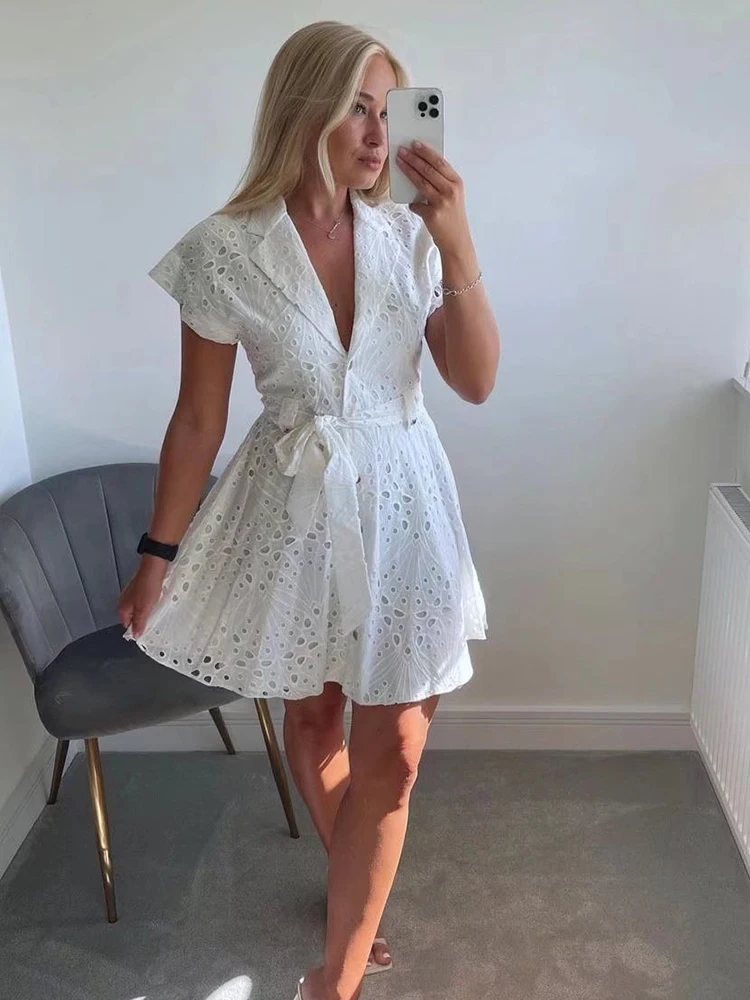 

Белое платье-рубашка KBAT, женское короткое платье с вышивкой, женские летние повседневные платья для женщин 2022, летнее пляжное женское плать...