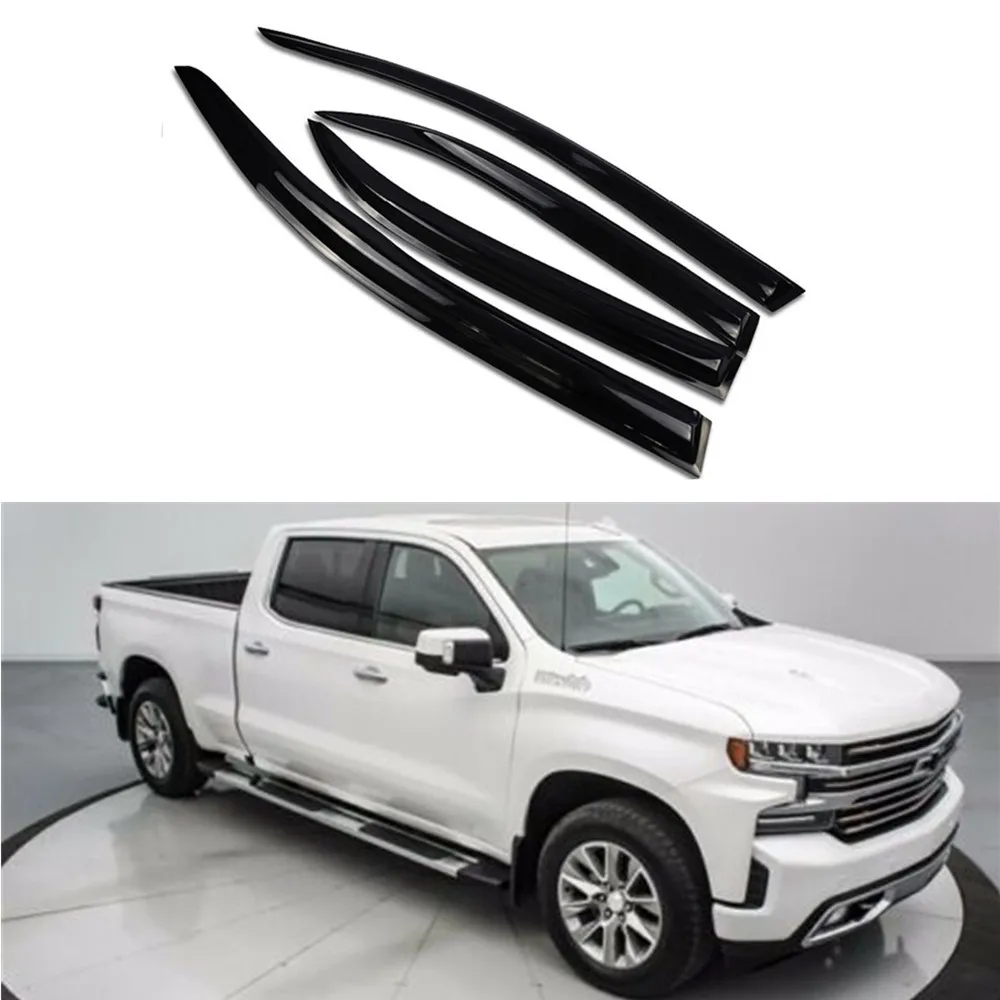 

For 2019 2020 2021 Chevy Silverado GMC Sierra 1500 Window Visor Rain Guard Weather Shield Wind Deflector Slim Awning Shelter