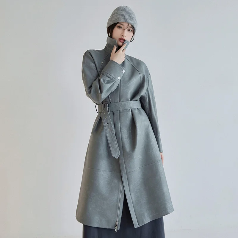 

Женская длинная куртка из натуральной овечьей кожи, в Корейском стиле