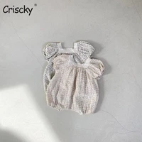 criscky 2022 baby summer clothing newborn baby girl puff sleeve lace romper jumpsuit floral baby infant girls clothes