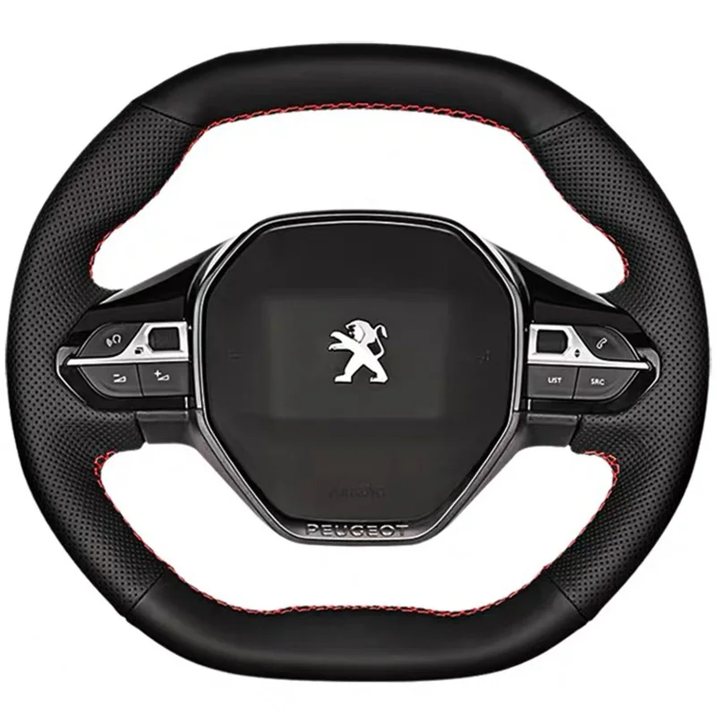

Hand-Stitched Black Leather Car Steering Wheel Cover For Peugeot E-208 2020 508 208 2019 2020 3008 4008 Interior Accessories
